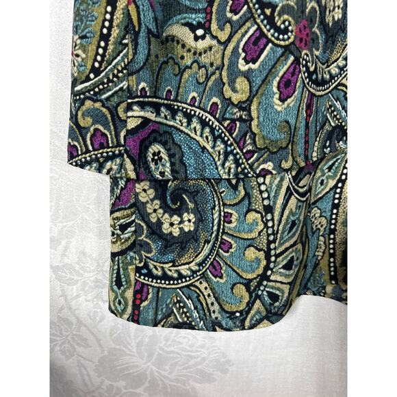 J Jill Top Medium Brown Magenta Paisley Layered - Picture 3 of 10